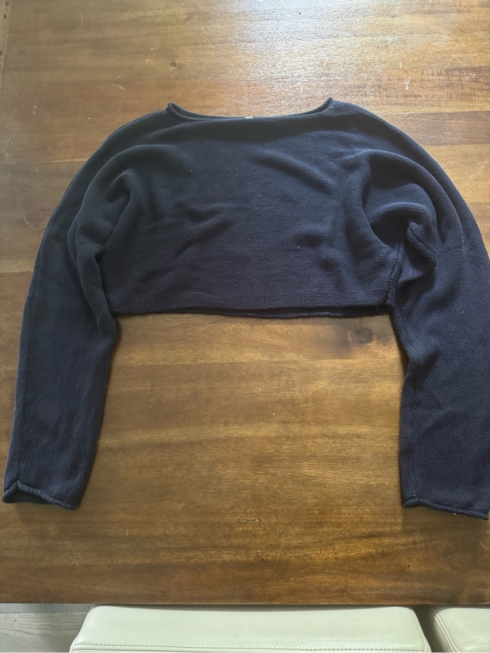 Garage Navy Cropped Knit Top Size Extra Small/Small